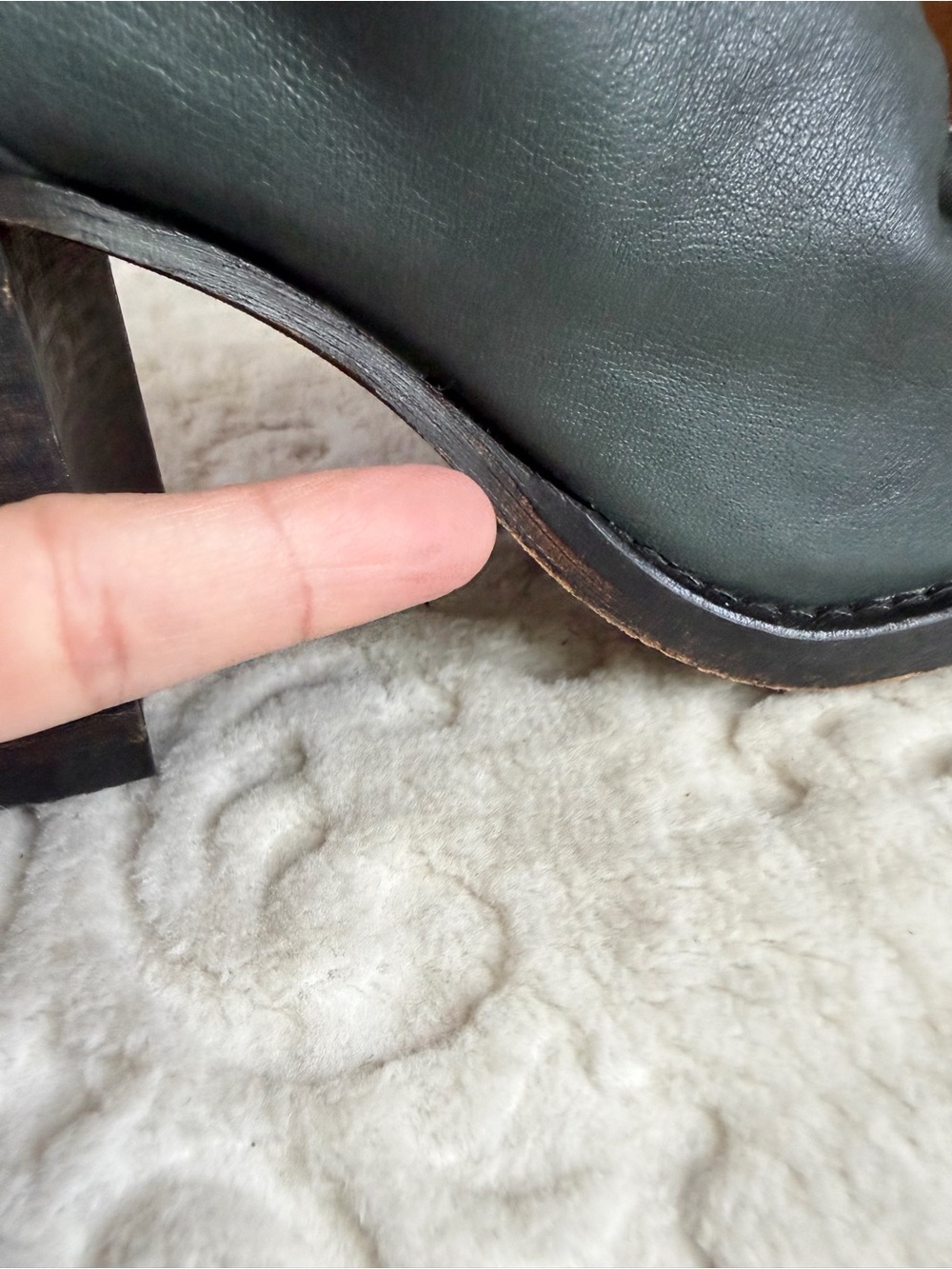 FREE PEOPLE Elle Block Heel Boots Sz 37 US 7 Teal Leather Slouch Leather Boho - Picture 8 of 16